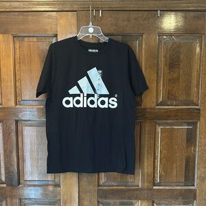 Adidas Go To Tee Shirt Black White Graphic Men’s Size Medium Short Sleeve